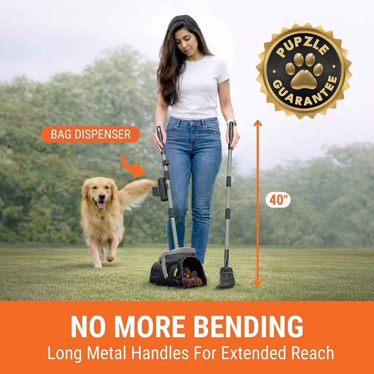 Dog Pooper Scooper with Bag Attachment - Grey - image 2