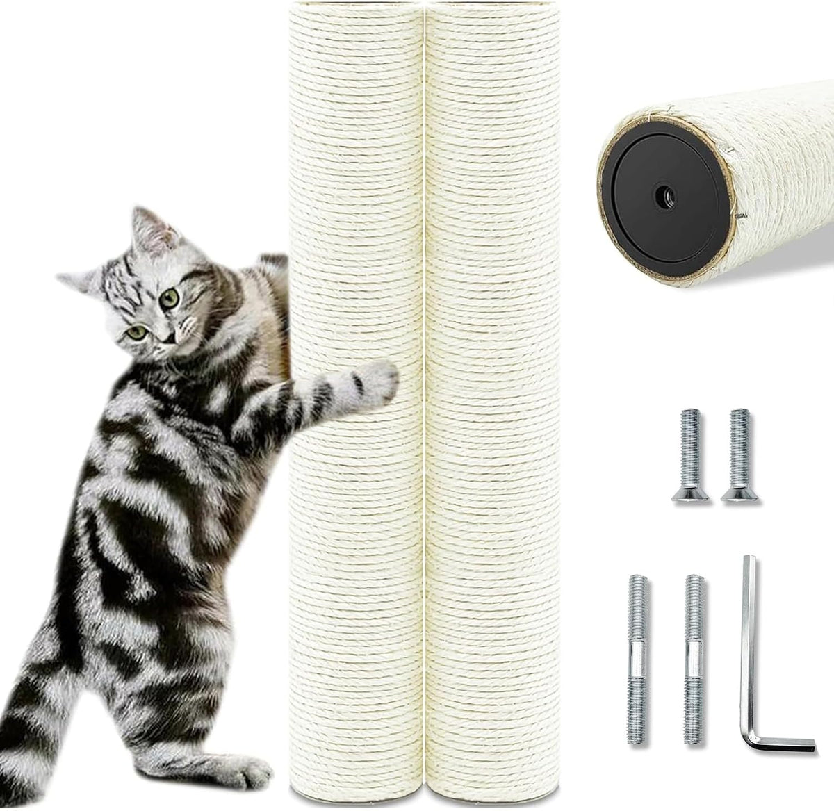 Cat Scratching Post Replacement Pole - M8*2poles / 40 cm / 15.71 in Beige