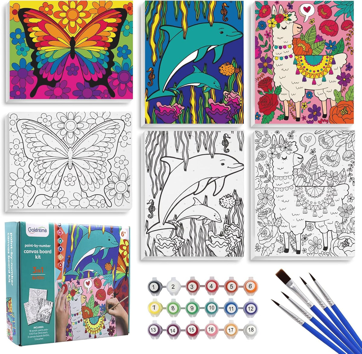 goldentime 3 Pack Kids Paint by Numbers Kit - fantasy