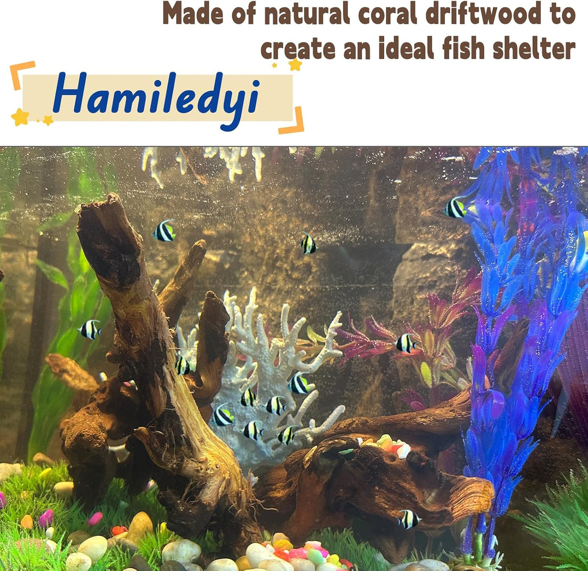 Aquarium Driftwood 3PCS Natural Trunk Driftwood Assorted Branches - Mopani driftwood 3.5-7in 5PCS - image 3