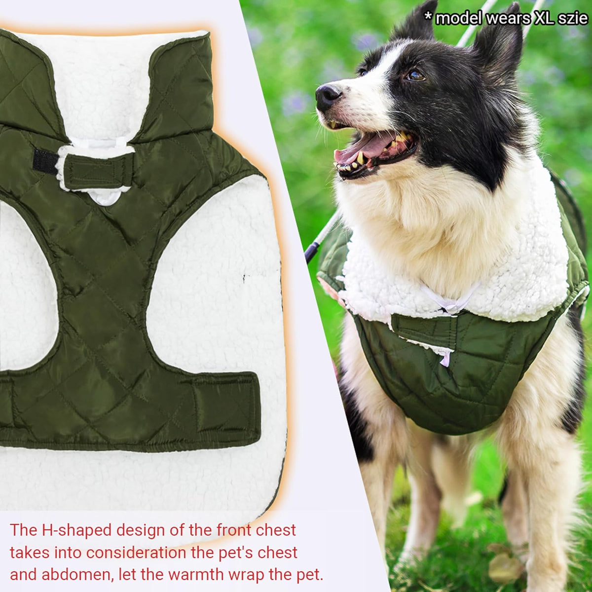 Dog Winter Coat for Cold Weather - Green / Medium - image 3