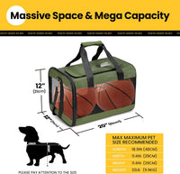 Conlun Cat Carrier Soft-Sided Pets Travel Carriers up to 15 Lbs - Green / 19.6"L x 12.6"W x 2.5"H - image 2