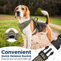 Funfox Dog Harness No Pull, Adjustable Pet Vest Harness, Super Soft Material with Vertical Handle Easy Control, Reflective Night Walking, 2 Leash Clips for Small Sized Dogs, Army Green, S