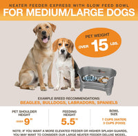 Neater Feeder Express Mess Proof Dog Bowls Elevated for Small Breeds - Medium to Large w/ Metal Slow Feed Bowl / Gunmetal Grey - image 4