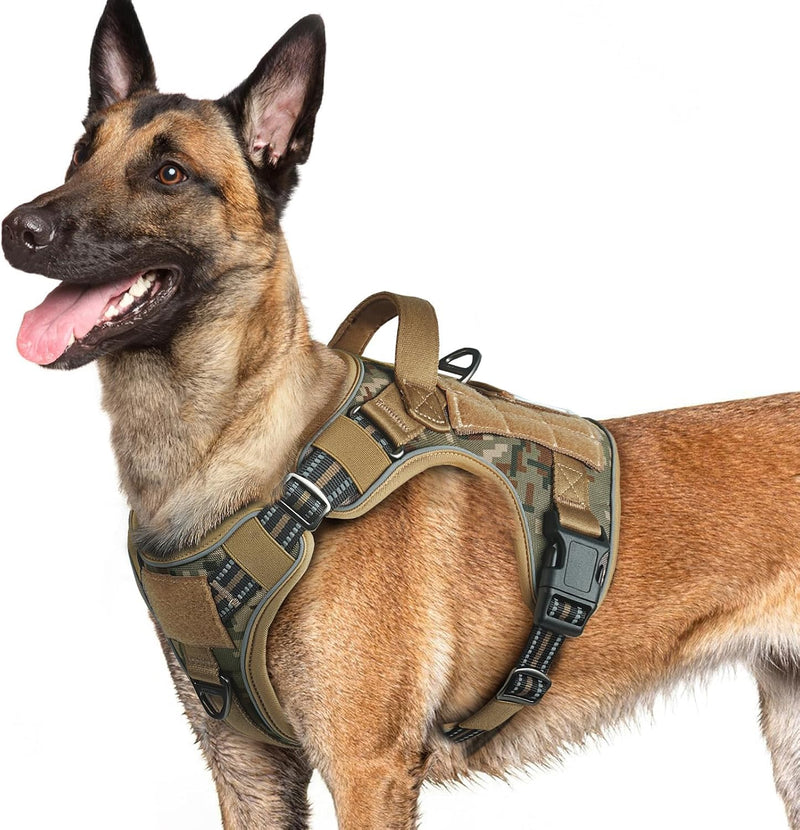 rabbitgoo Tactical Dog Harness for Large - Desert Camo / L(Chest:22"-37",Neck:21.1"-30.3",Back:8.3")