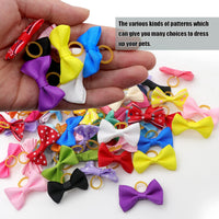 YAKA 60PCS Cute Puppy Dog Small Bowknot Hair Bows with Metal Clips - 60Pcs Dog Bows with Rubber Bands - image 3