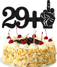 Ephlyn 1Pc 49+1 Black Glitter Cake Topper 50th Birthday Party Cake - 30th-1Pcs / Black