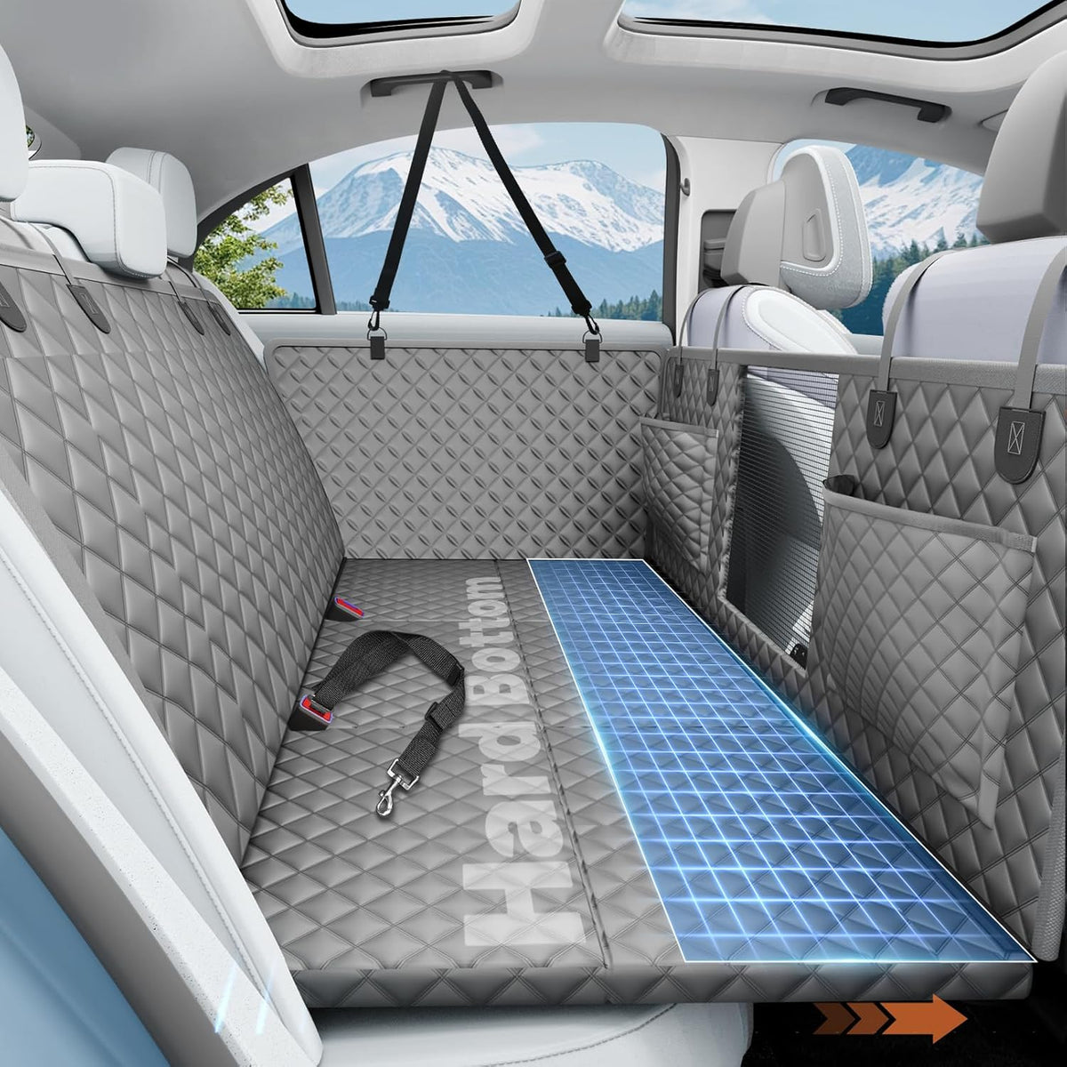 Dog Car Seat Cover for Back Seat - Grey / L - For Cars/SUV/ Sedans/MPV