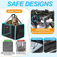Petskd Extra Large Cat Carrier with Wheels and Litter Box 24"x17"x17" for Large Cat or 2 Small Cats, Collapsible Soft Sided Pet Carrier for Car Travel with Lockable Safety Zippers(Black)