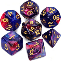 QMAY DND Dice Set - 7Pcs Blue Mix White Polyhedral Dice with Black Dice Bag – Fun for Kids & Family - Blue Purple Nebula