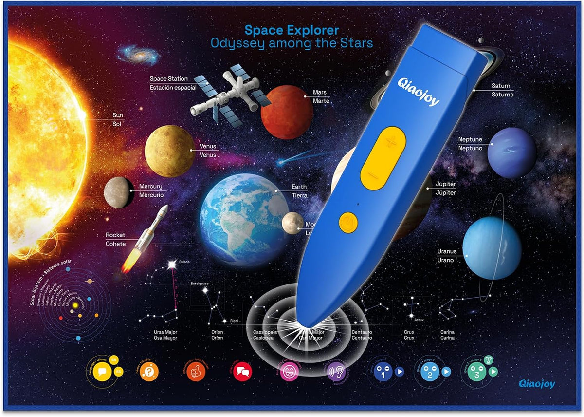 Qiaojoy bilingual talking USA map and solar system poster set with audio pen - view 4