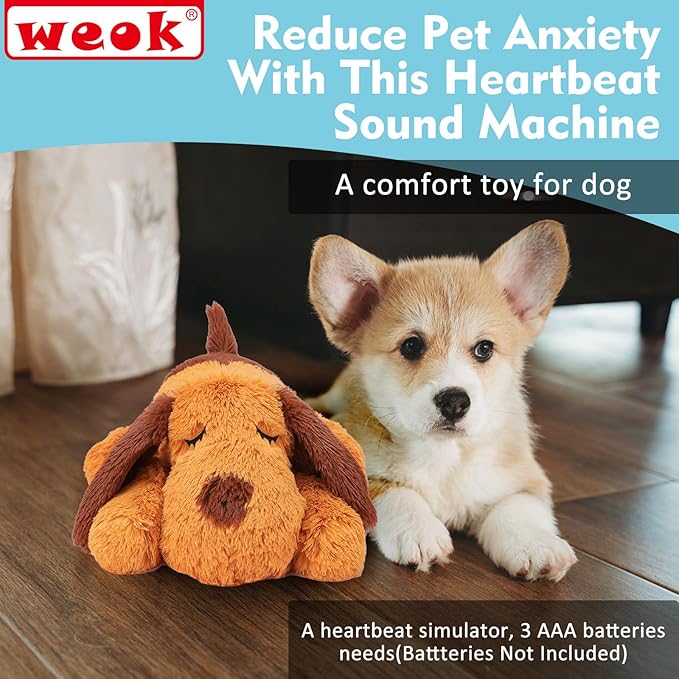 Heartbeat Puppy Toy, Comfort Cuddler Pillow, Dog Anxiety Relief Calming Aid,Heartbeat Stuffed Toy for Dogs,Puppy Heartbeat Toy Sleep Aid,Dog Heartbeat Toy for Pet