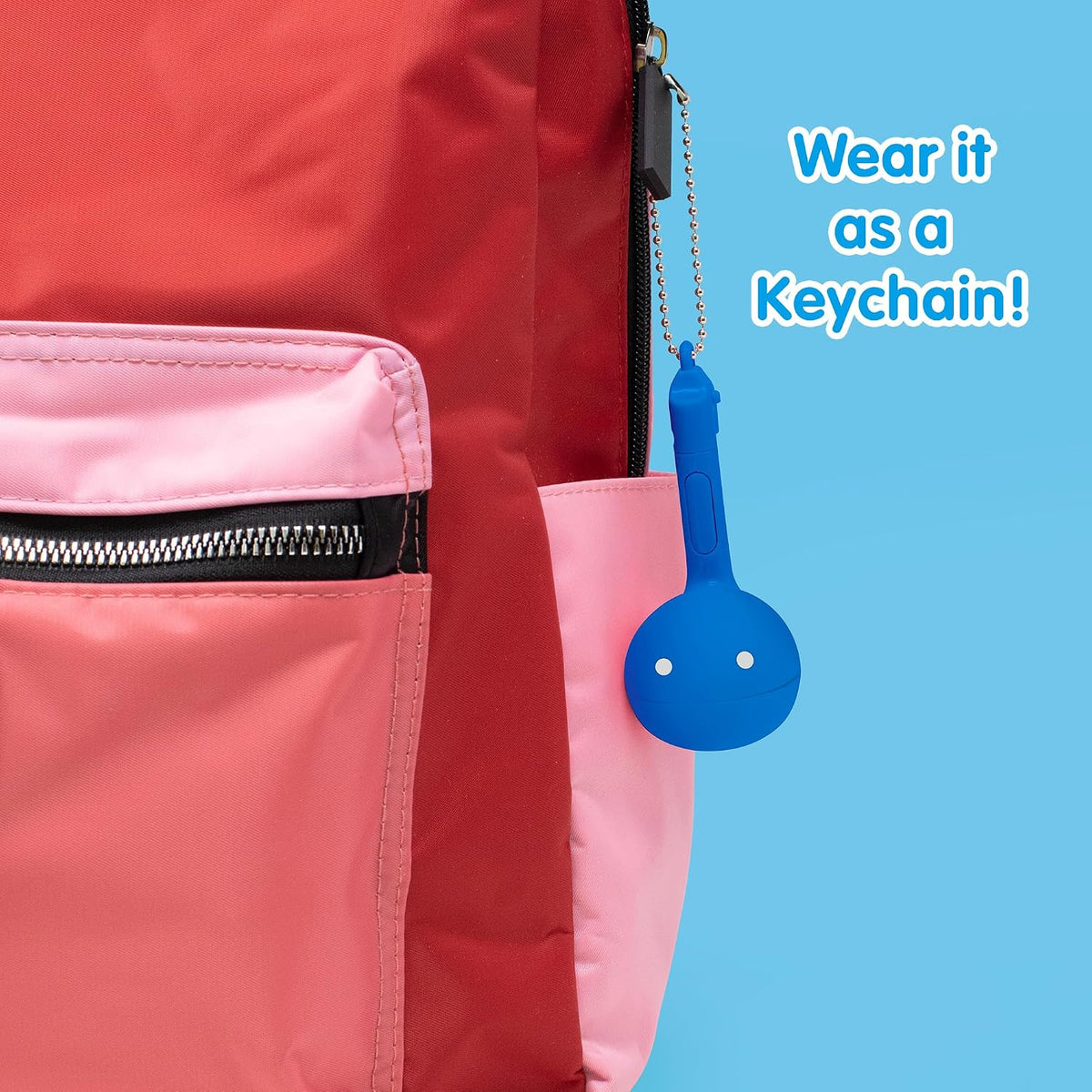 Otamatone Melody musical electronic instrument toy keychain in lime green note shape - view 11