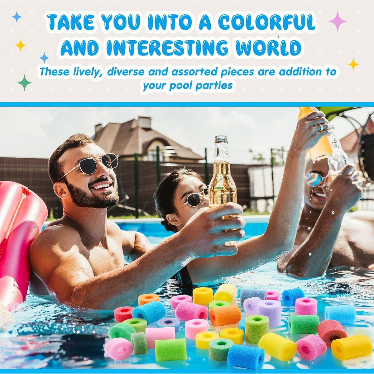 Frienda pool noodle bits, 50 colorful foam noodle pieces in assorted sizes - view 29