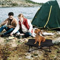 Elevated Dog Bed, Portable Raised Pet Cot for Outdoor and Indoor Folding Dog Cot Bed with Comfortable Padded Filling Carrying Bag Included Pet Raised Travel Lounger for Camping Traveling (28x28x8inch)