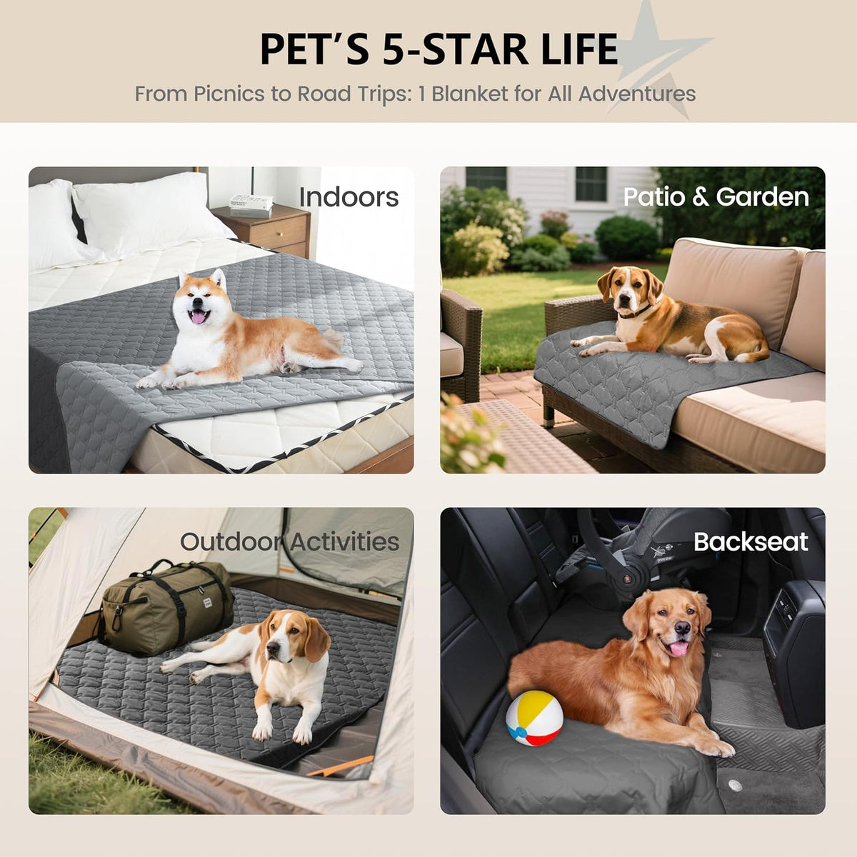 Waterproof Blanket, Couch Covers for Dogs, Reversible Protector – Essentials for Dogs - 52x82 Inch (Pack of 1) / Dark Grey/Light Grey - image 2