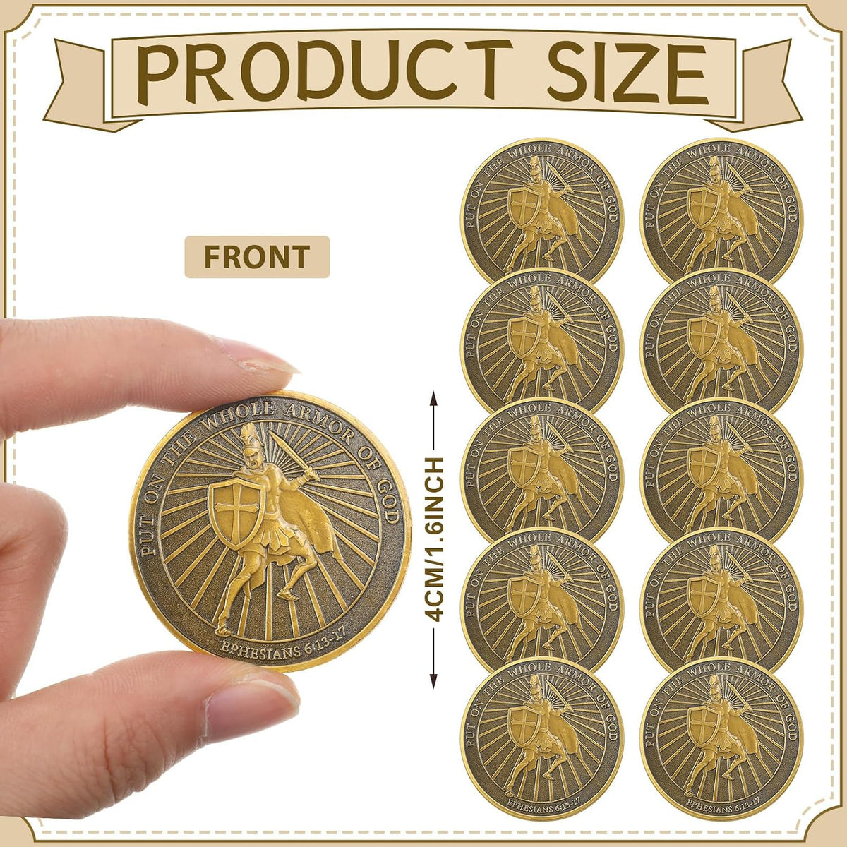 Nosiny 10 piece armor of God prayer coins in classic style alloy metal - view 17