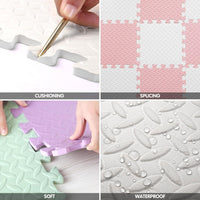 16 Tiles Foam Play Mat, Soft & Safe EVA Foam Mats for Floor - White/Loli Pink - image 3