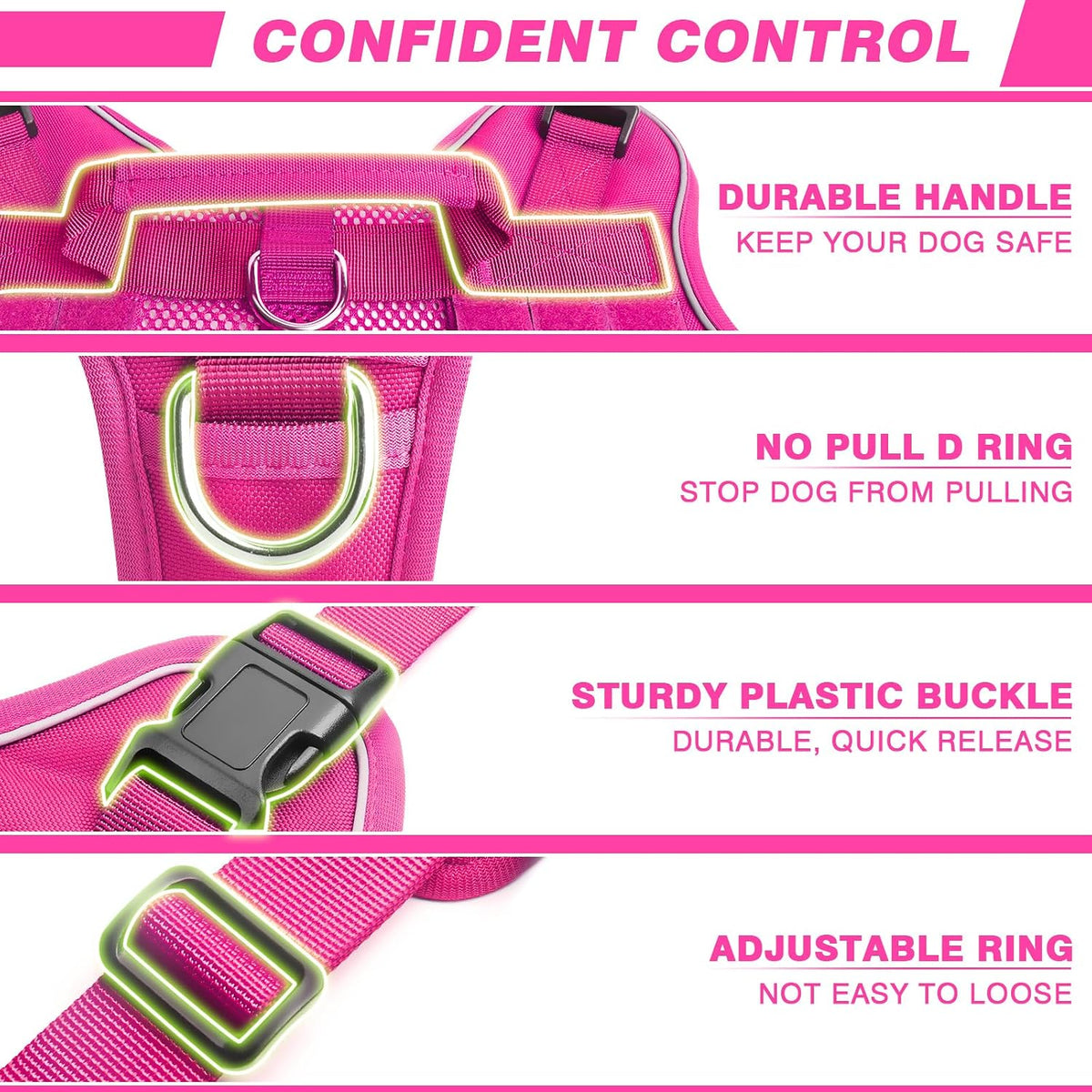 WINSEE Service Dog in Training Mesh Harness with 10 Removale Pet - Small / Pink - image 2
