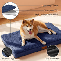 Patas Lague Orthopedic Large Dog Bed Washable Pet Sofa Mat 36''X24'' - 48"L x 30"W x 3.5"Th / Navy Blue - image 2