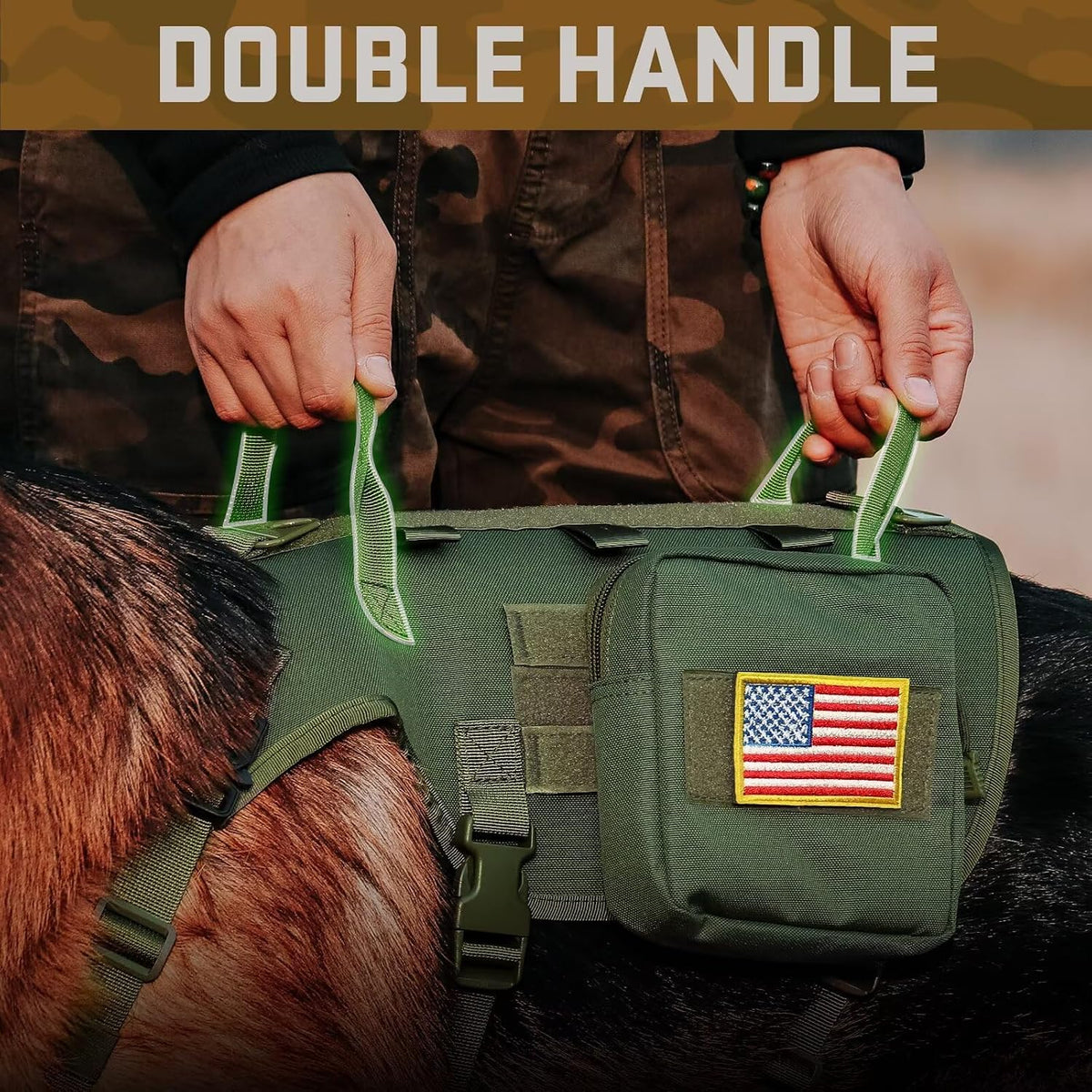 Forestpaw Tactical Dog Harness for Large Dogs, Military, L - L:Chest 27-40",Fit 70-140lbs / Green - image 3
