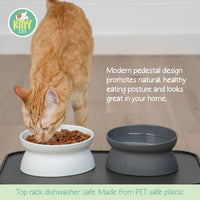 Kitty City Elevated Slow Feeder Cat Bowls - Gray/White / Large - Standard - image 2
