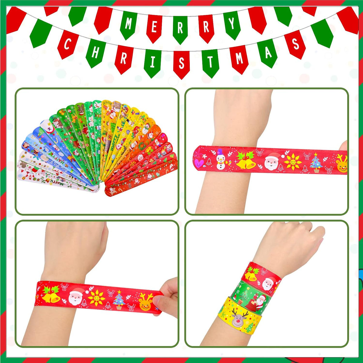 MGparty 72PCS Halloween Slap Bracelets 24 Halloween Theme Designs - Christmas - image 4