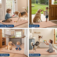 Smiry Dog Door Mat for Muddy Paws 30x20, Absorbs Moisture and Dirt Doormat, Non-Slip Washable Quick Dry Chenille Front Door Mat Indoor Entrance, Entryway Carpet for Inside Floor, Peach