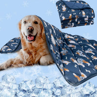 Dog Cooling Mat, Premium Lightweight Pet Cooling Blanket Bed Cover for Dogs, Cat, Puppies | Ice - Large / Blue