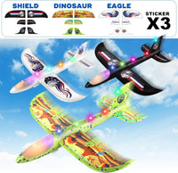 3 Pack Foam Airplane Launcher Toy 12.6" with 3 DIY Stickers - Black&white&green - image 3