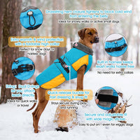 QBLEEV Warm Dog Jacket, Waterproof Dog Winter Coat with Harness – Essentials for Dogs - Lake-Blue / XXX-Large - image 2
