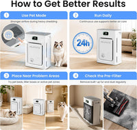 Pet Air Purifier for Home Large Room 2500 Sq Ft - White - image 3