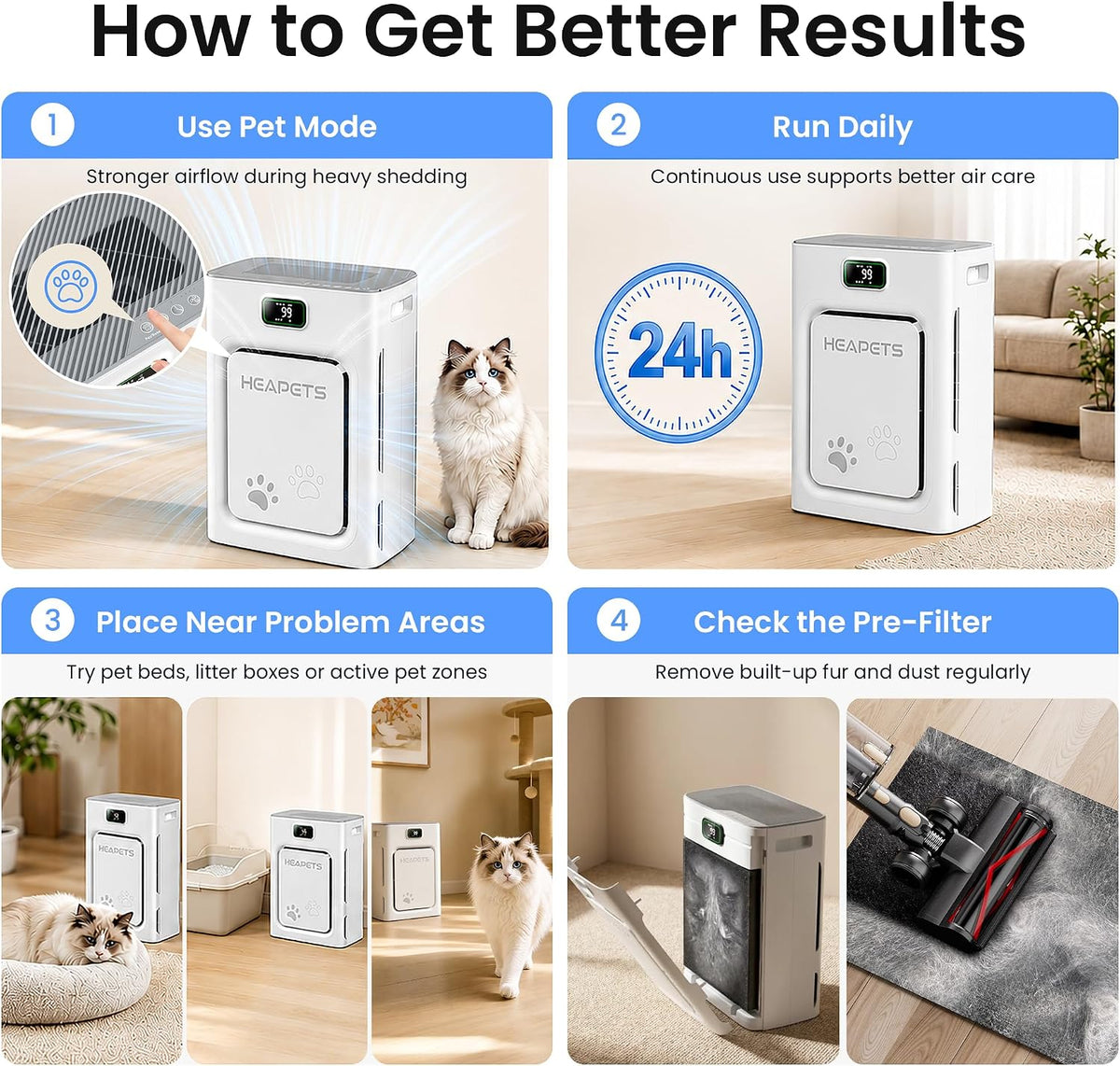 Pet Air Purifier for Home Large Room 2500 Sq Ft - White - image 3