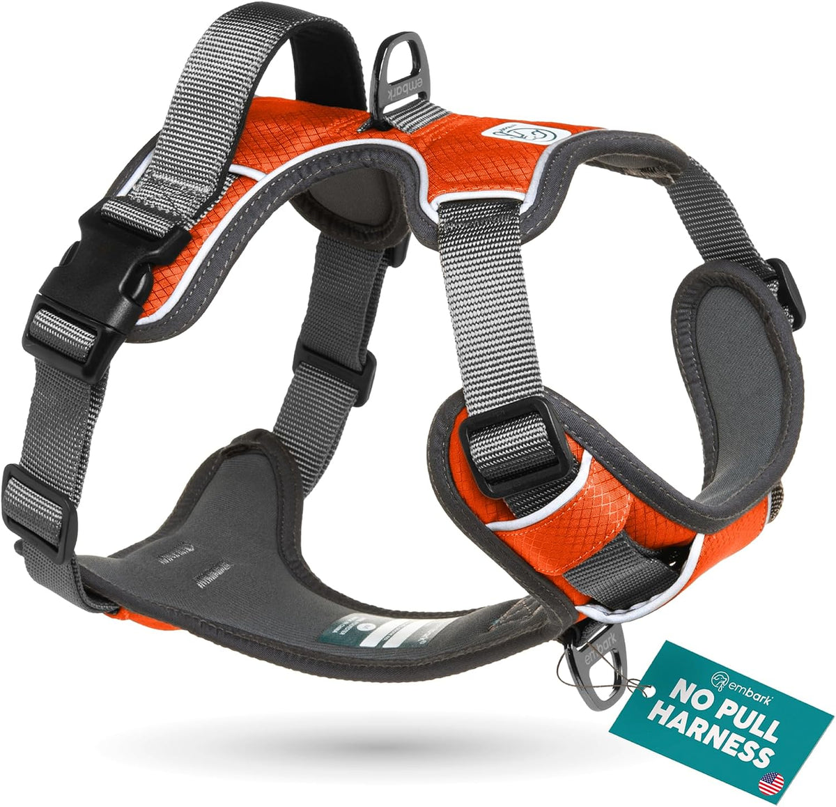 Embark No Pull Dog Harness, Reflective Adjustable Training Vest - XS / Orange