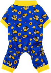 Dog Pajamas Onesie: Comfortable Four-Legged Apparel for Small - Blue Cute Little Bee / 2XL-(28~37lb) | Chest(~25.5")