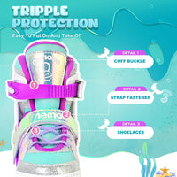 NEMONE Mermaid Adjustable Light up Roller Skates for Girls Boys – Fun for Kids & Family - C- Pearl Mermaid / Large - Youth - image 4