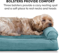 Furhaven Orthopedic Dog Bed for Large/Medium Dogs w/ Removable Bolsters & Washable Cover, For Dogs Up to 55 lbs - Plush & Suede Sofa - Deep Pool, Large