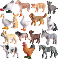 16Pcs Small Animals Figures, Realistic Farm Animals Toys for Cupcake Toppers, Learning Educational Toys, Birthday Party Favors Gift for Kids