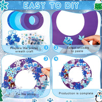 Hollowfly Thanksgiving paper wreath craft kits with gem stickers, ribbons and wool balls - view 27