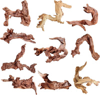 majoywoo Natural Driftwood for Aquarium Decor Fish Tank Decor Reptile - Mopani Driftwood 2 to 4.5 Inch (Pack of 10)