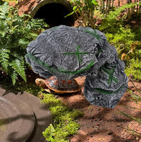 Turtle Basking Platform,Resin Bearded Dragon Basking Platform Reptile Habitat Cave Climbing Ramp - hideout / Gray - image 4