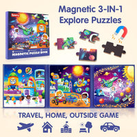 SYNARRY magnetic dinosaur puzzle book with three colorful dinosaur scenes - view 18