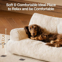 MEWOOFUN Cat Bed for Indoor Cats, Washable Dog Beds for Small Dogs & Cats with Removable Cover, Fluffy Cat Couch with Non-Slip Bottom (Beige, 26.0" L X 19.0" W X 13.0" Th)