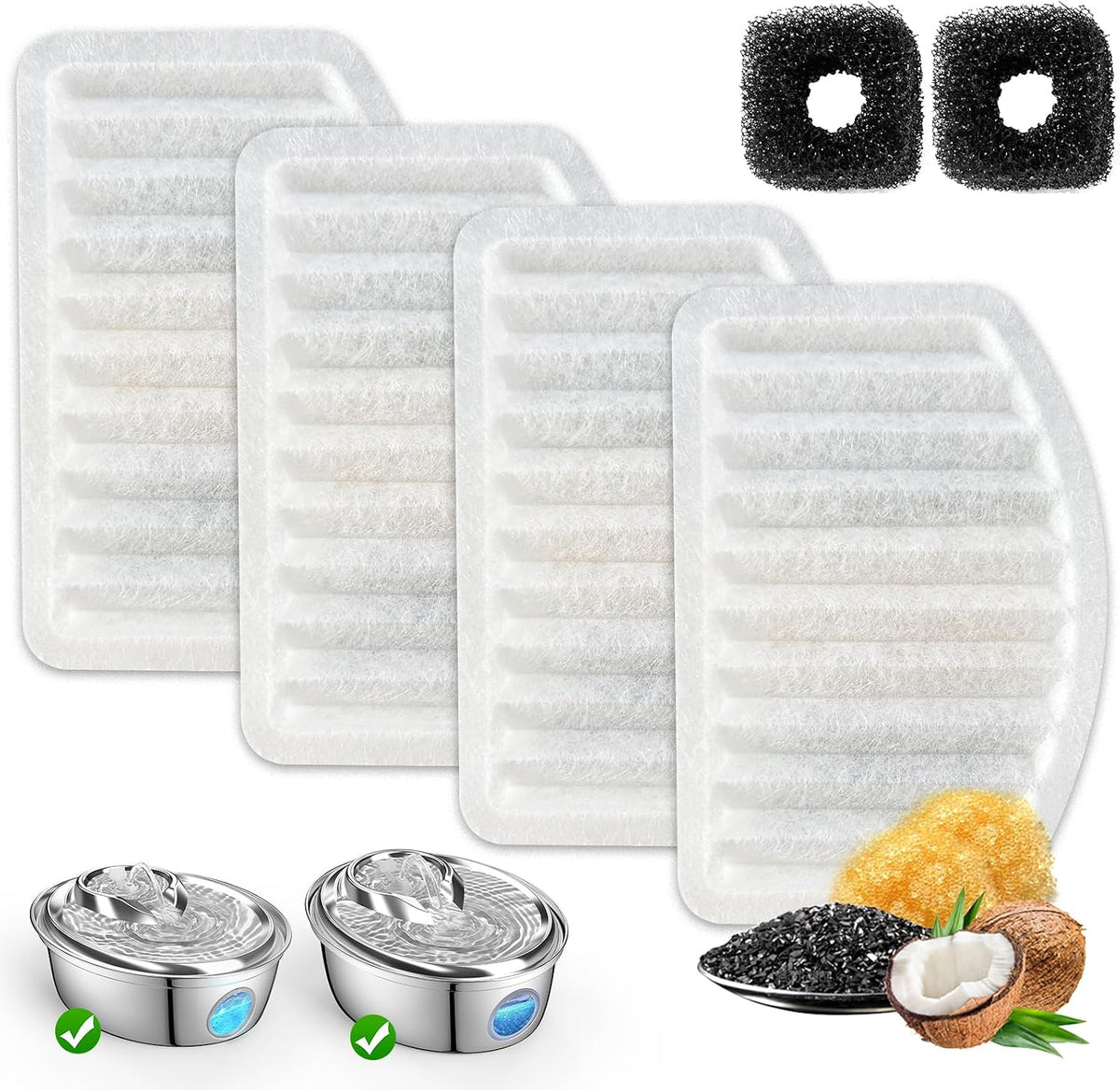 ORSDA Cat Water Fountain Filters - D36/D66-4+2 Filters