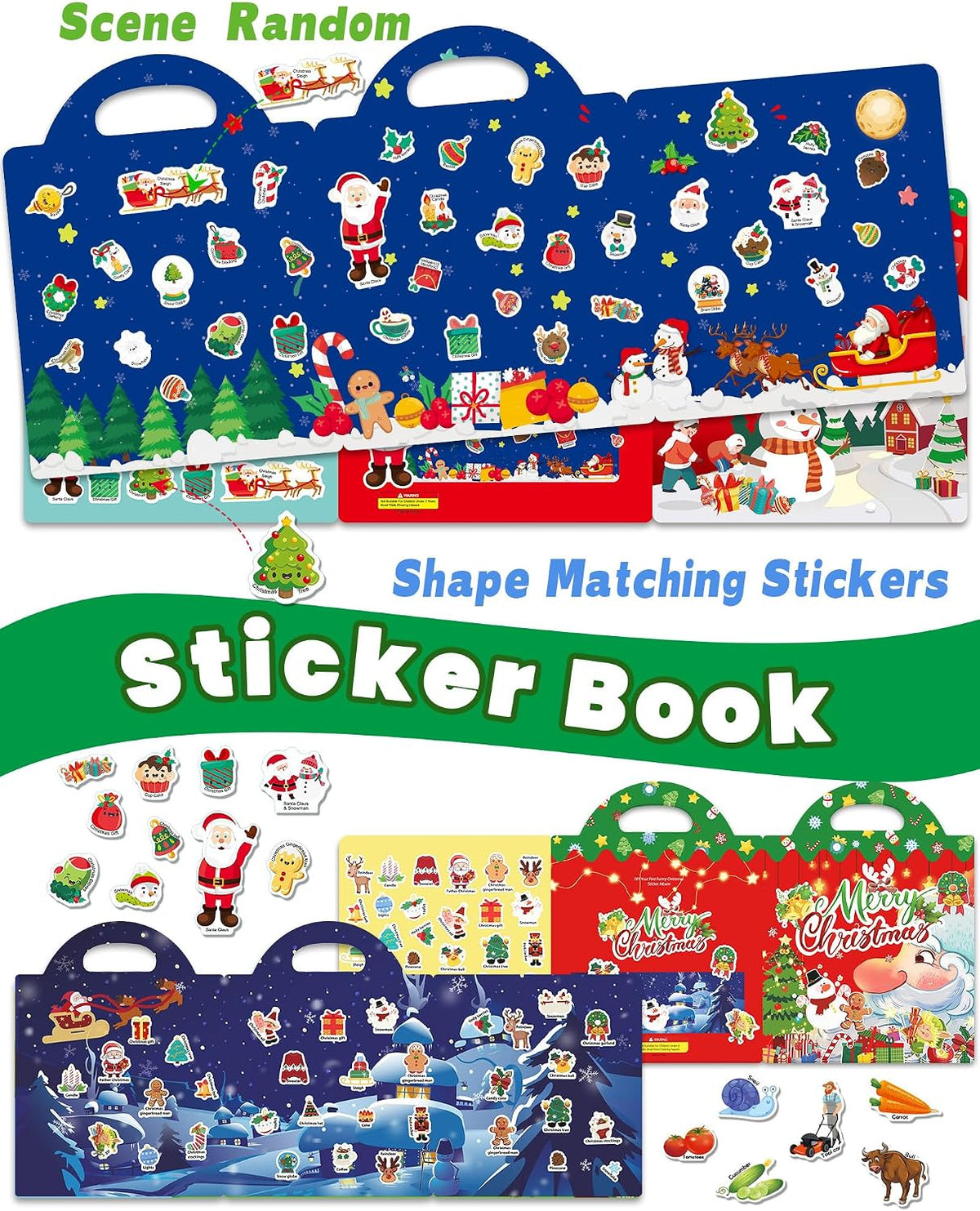 Walenced Reusable Sticker Book, Stickers for Kids - Christmas - image 3