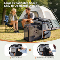 Lekereise Cat Backpack Expandable Pet Carrier Backpack for Small Cats - Stripes / XL-Mesh Window - image 4