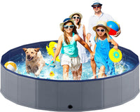 Niubya Foldable Dog Pool, Collapsible Plastic Dog Swimming Pool - 4XL - 80'' x 16''