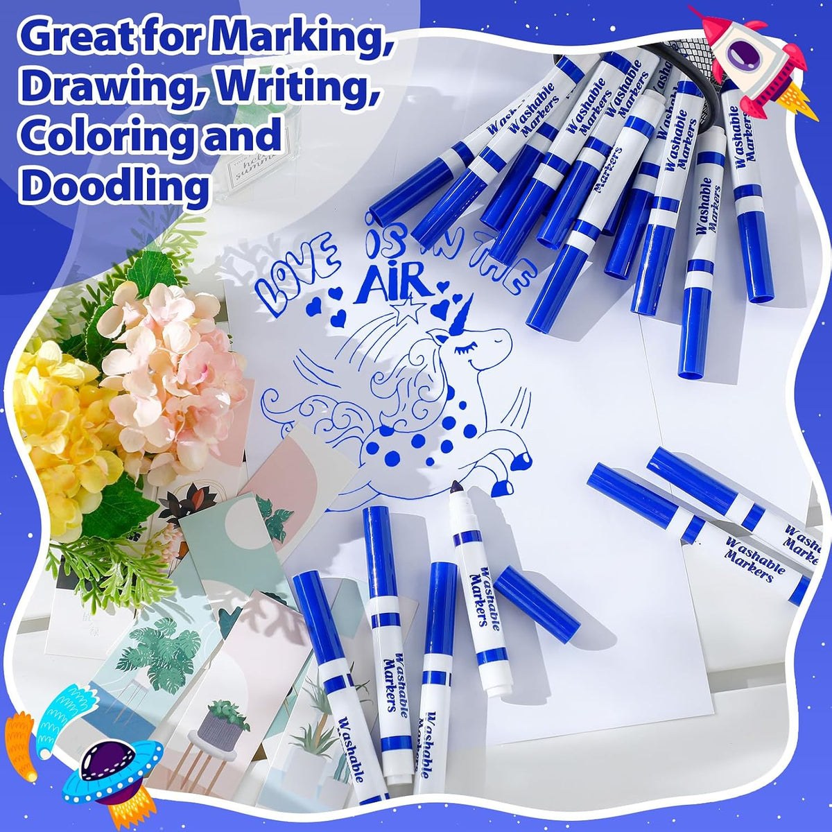 Janlaugh washable markers bulk pack of 24 broad line markers with conical tips - view 18