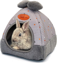 YUEPET Bunny Hideout House, Rabbit Bed - Grey Grid