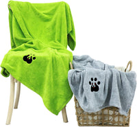 Dogvingpk Dog Towels for Drying Dogs 2 Pack - Green and Grey / XL-55" * 36"